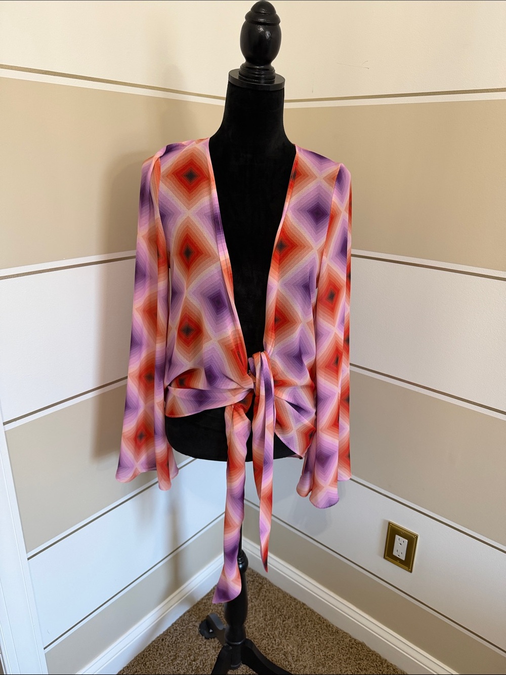 Olivaceous Pink Peach Multicolor Scarf Top